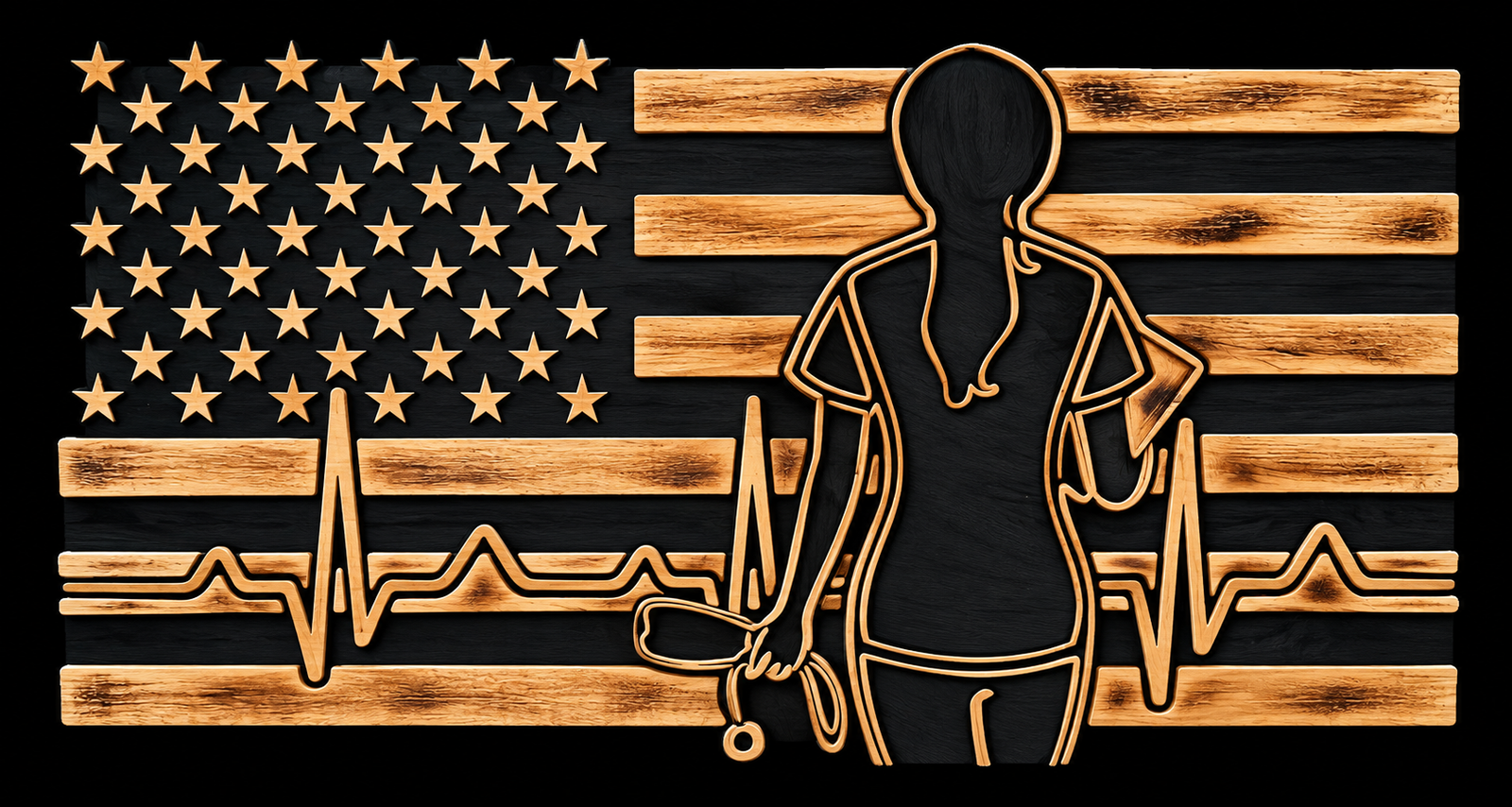 Nurse EKG custom CNC carving by Singed Impressions